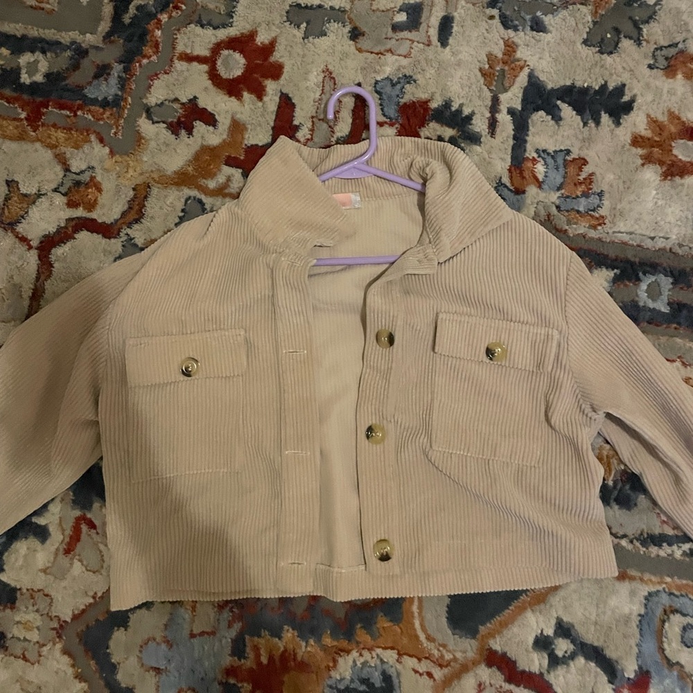 Tan cropped shacket